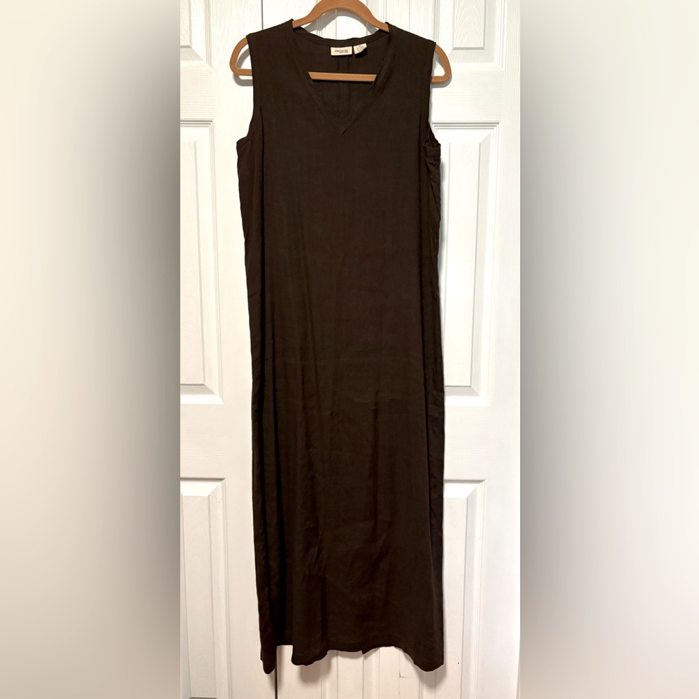 Beautiful and Elegant Brown Linen Blend Maxi Dress